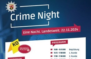 Polizeipräsidium Koblenz: POL-PPKO: PP Koblenz beteiligt sich an landesweiter "Crime Night" am 22. November 2024!