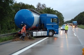 Polizeiinspektion Hildesheim: POL-HI: LKW-Unfall auf der BAB 7 mit hohem Sachschaden