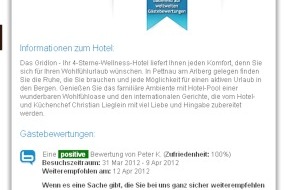 ncm.at - net communication management gmbh: Mehr Direktbuchungen durch Gästebewertungen auf der hoteleigenen
Webseite - BILD