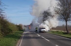 Polizeidirektion Ludwigshafen: POL-PDLU: (Maxdorf) - PKW Brand auf Umgehungsstraße K2 zwischen Lambsheim und Maxdorf