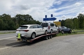 Polizeipräsidium Südosthessen: POL-OF: Auto mit Anhänger gerät auf die Leitplanke - B45 / Gemarkung Bruchköbel