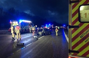 Feuerwehr Ratingen: FW Ratingen: BAB Verkehrsunfall mit eingeklemmter Person
