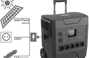 PEARL GmbH: revolt Powerstation & Solar-Generator HSG-3600 mit 3.248 Wh, 14 Anschlüssen, 3.600 Watt: Energie-Riese mit 14 Anschlüssen für 230- sowie 12-Volt- und USB-Geräte