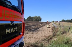 Feuerwehr VG Asbach: FW VG Asbach: Flächenbrand schnell gelöscht / Feuerwehr warnt vor aktueller Brandgefahr