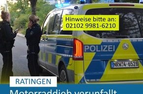Polizei Mettmann: POL-ME: Motorraddieb verunfallt und flieht - die Polizei bittet um Hinweise - 2503091
