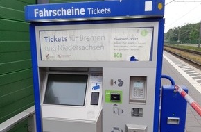 Bundespolizeiinspektion Bremen: BPOL-HB: Automatenknacker scheitern im Bahnhof Lübberstedt