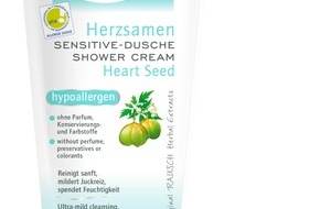 RAUSCH AG Kreuzlingen: Neu: RAUSCH Herzsamen SENSITIVE-DUSCHE - für hochsensible, zu Allergien neigende Haut (Bild)
