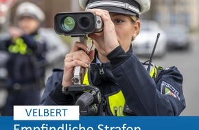 Polizei Mettmann: POL-ME: Unangekündigte Geschwindigkeitskontrollen: 56 waren zu schnell unterwegs - Velbert - 2410031