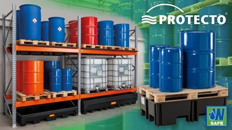 PROTECTOPLUS GmbH: Für die sichere Lagerung von Säuren oder Laugen: Auffangwannen aus Polyethylen