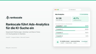 Rankscale GmbH: Rankscale f&uuml;hrt Ads-Analytics f&uuml;r die KI-Suche ein