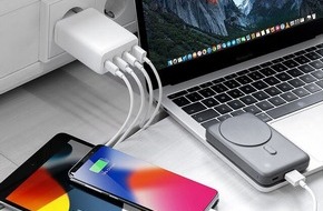 PEARL GmbH: revolt 120-Watt-USB-C-Netzteil mit 4 Ports, GaN-Technologie, PD 100 Watt, weiß oder schwarz: Bis zu 4 Mobilgeräte gleichzeitig laden - bis zu 120 Watt Gesamtleistung