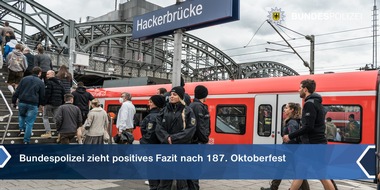 Bundespolizeidirektion München: Bundespolizeidirektion München: Einsatzbilanz der Bundespolizeiinspektion München anlässlich des 187. Oktoberfestes / Bundespolizei zieht positives Wiesnfazit