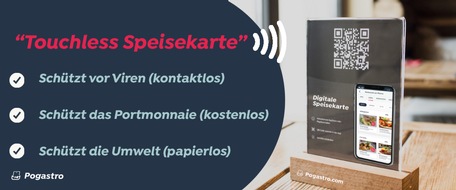 Pogastro.com: Schweizer Start-Up erfindet die "Touchless-Speisekarte" um Corona-Ansteckung zu vermeiden