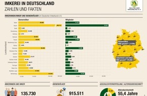 Deutscher Imkerbund e.V.: Honigbienenhaltung nach wie vor beliebt / Nach 60 Jahren erreicht Zahl der Imkereien wieder gleiches Niveau