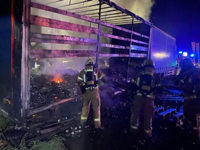 FW Lehrte: LKW-Anhänger brennt auf dem Autohof Lehrte an der Westtangente
