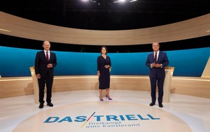 ARD Das Erste: Großes Zuschauerinteresse am Triell der Kanzlerkandidat:innen bei ARD und ZDF