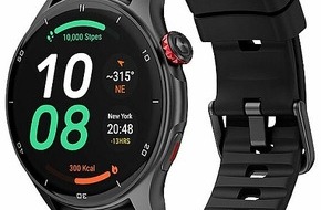 PEARL GmbH: GPS-Smartwatch mit Lifestyle-Features: newgen medicals Premium-GPS-Fitness-&-Fashion-Smartwatch SW-530, AMOLED-Display, Freisprechen