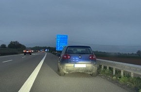 Polizeidirektion Landau: POL-PDLD: Wegen leerem Tank auf Autobahn liegengeblieben