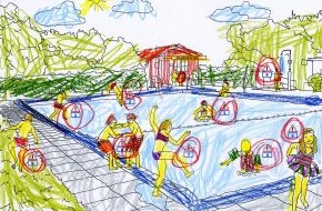 AXA Konzern AG: Sicherer Badespaß: Kostenlose Checkliste von AXA vermittelt Kindern Verhaltensregeln für das Baden im Schwimmbad, See und Meer (BILD)