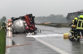 Polizei Münster: POL-MS: Lkw umgekippt - A 31 bis in den Nachmittag gesperrt