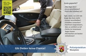 Polizeipräsidium Westpfalz: POL-PPWP: Die Sache mit den Wertgegenständen in unverschlossenen Fahrzeugen...