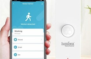PEARL GmbH: Über jede Bewegung zu Hause auf dem Smartphone informiert: Luminea Home Control WLAN-Indoor-Bewegungsmelder XMD-200.app zum Auslösen von smarten Szenen