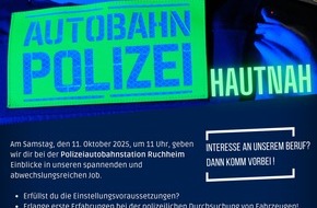 Polizeidirektion Neustadt/Weinstraße: POL-PDNW: Nachwuchswerbung der Polizeiautobahnstation Ruchheim - Alarm für "Weinbiet 50" - Autobahnpolizei hautnah