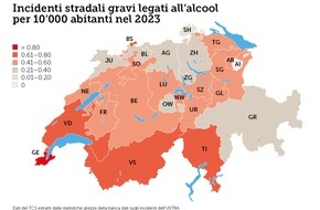 Touring Club Schweiz/Suisse/Svizzero - TCS: 9 su 10 incidenti mortali dovuti all'alcol sono causati dagli uomini