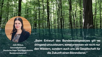 Deutsche Säge- und Holzindustrie Bundesverband e. V. (DeSH): Gesetz für Zukunft des Waldes fraglich