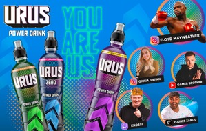 Columbus Drinks GmbH: URUS: Der Power Drink! Floyd Mayweather, Younes Zarou, Giulia Gwinn und viele mehr – Megastars schwören auf kalorienarme Erfrischung mit Vitaminen