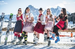 DOLOMITES Val Gardena: Das Dirndl erobert die Skipiste - am 8. März im Val Gardena