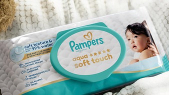 Pampers: Die neuen Aqua Soft Touch Feuchtt&uuml;cher: Reinigung und Hautschutz mit verbesserter Textur und Formulierung