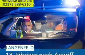 Polizei Mettmann: POL-ME: 18-Jähriger wurde geschlagen: Polizei ermittelt - Langenfeld - 2402064