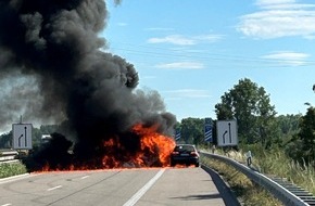 Polizeidirektion Landau: POL-PDLD: Pkw-Brand auf der A65 verursacht erhebliche Verkehrsbehinderungen