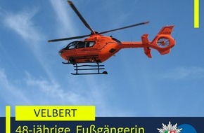 Polizei Mettmann: POL-ME: Erstmeldung: Fu&szlig;g&auml;ngerin bei Verkehrsunfall lebensgef&auml;hrlich verletzt - 2609015