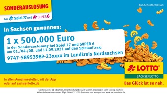Sächsische Lotto-GmbH: PM l Wunschgewinn: 500.000 Euro in Nordsachsen