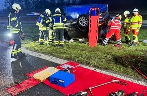 Feuerwehr Sprockhövel: FW-EN: Fahrzeug auf A43 überschlagen - Person eingeklemmt