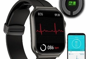 PEARL GmbH: Sporterfolge und Gesundheitswerte tracken: ânewgen medicals Smarte Fitness-Uhr SW-520 mit EKG-, Blutdruck- und Körpertemperatur-Anzeige