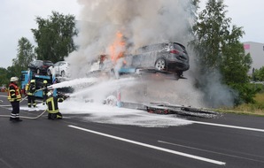 Polizeiinspektion Emsland/Grafschaft Bentheim: POL-EL: (Ergänzung) Schüttorf - Autotransporter ausgebrannt