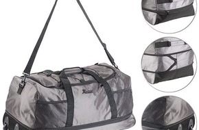 PEARL GmbH: Xcase Reisetasche mit Trolley-Funktion, faltbar, erweiterbar, 75 - 100 l: Ganz leicht reisen - das Gepäck bequem tragen oder ziehen