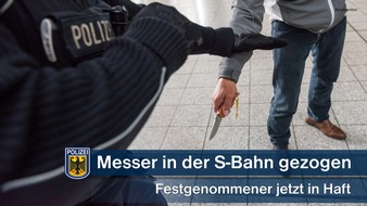 Bundespolizeidirektion München: Bundespolizeidirektion München: Bedrohung mit Messer in der S-Bahn- Bundespolizei nimmt 58-Jährigen fest