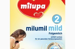 Danone DACH: milumil mild 2 Folgemilch -  Für Babys gesunde Verdauung / Die neue milumil mild 2 Folgemilch mit patentiertem LACTOFIDUS®-Prinzip ist besonders sanft zu Babybäuchlein (BILD)
