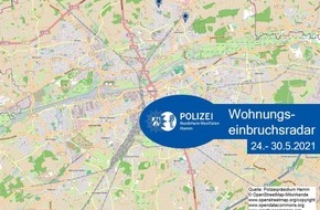 Polizeipräsidium Hamm: POL-HAM: Wohnungseinbruchsradar Hamm für die Woche 24.05.2021 bis 30.05.2021