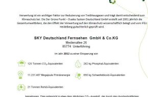 Sky Deutschland: Sky erhält Umweltzertifikat Grüner Punkt für klimafreundliche Receiververpackungen (BILD)