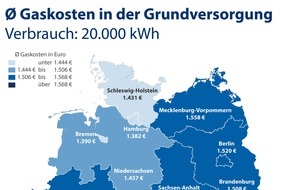 CHECK24 GmbH: Rekordpreise: Gas in Thüringen am teuersten, in Hamburg am günstigsten
