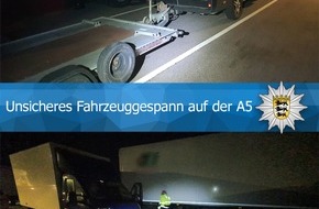 Polizeipräsidium Karlsruhe: POL-KA: (KA) Karlsruhe - Unsicheres Fahrzeuggespann auf der A5 aus dem Verkehr gezogen