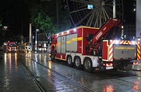Feuerwehr Dresden: FW Dresden: Koordinierter Feuerwehreinsatz nach Weichenfehler - Straßenbahn erfolgreich eingegleist