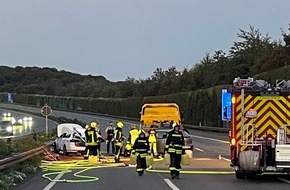 Feuerwehr Schwelm: FW-EN: Schwerer Verkehrsunfall - eingeklemmte Person, Autobahn A1