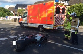 Feuerwehr Stolberg: FW-Stolberg: Motorradfahrerin bei Unfall schwer verletzt