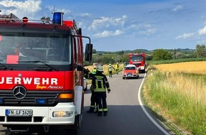 Kreisfeuerwehrverband Bodenseekreis e. V.: KFV Bodenseekreis: Verkehrsunfall bei Grasbeuren: Zwei Verletzte bei Frontalkollision